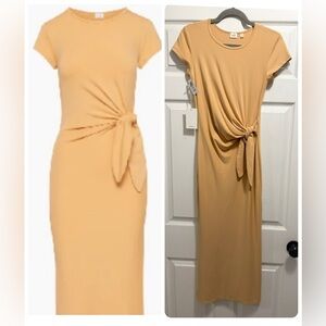 Wilfred Fortune Maxi Dress Jersey NWT Aritzia Apricot Peach Wheat Yellow Small